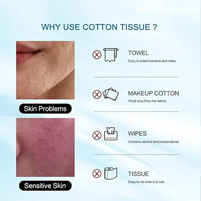 BIEWO DISPOSABLE FACE TOWEL, COTTON TISSUE SOFT DRY WIPES FOR WOMEN, SIMPLE CLEANING FACIAL TISSUES DRY WET DUAL PORTABLE USE FOR SENSITIVE SKIN & BABY & MAKEUP REMOVER & PERSONAL CARE (2 PACK=200PCS) - Image 4